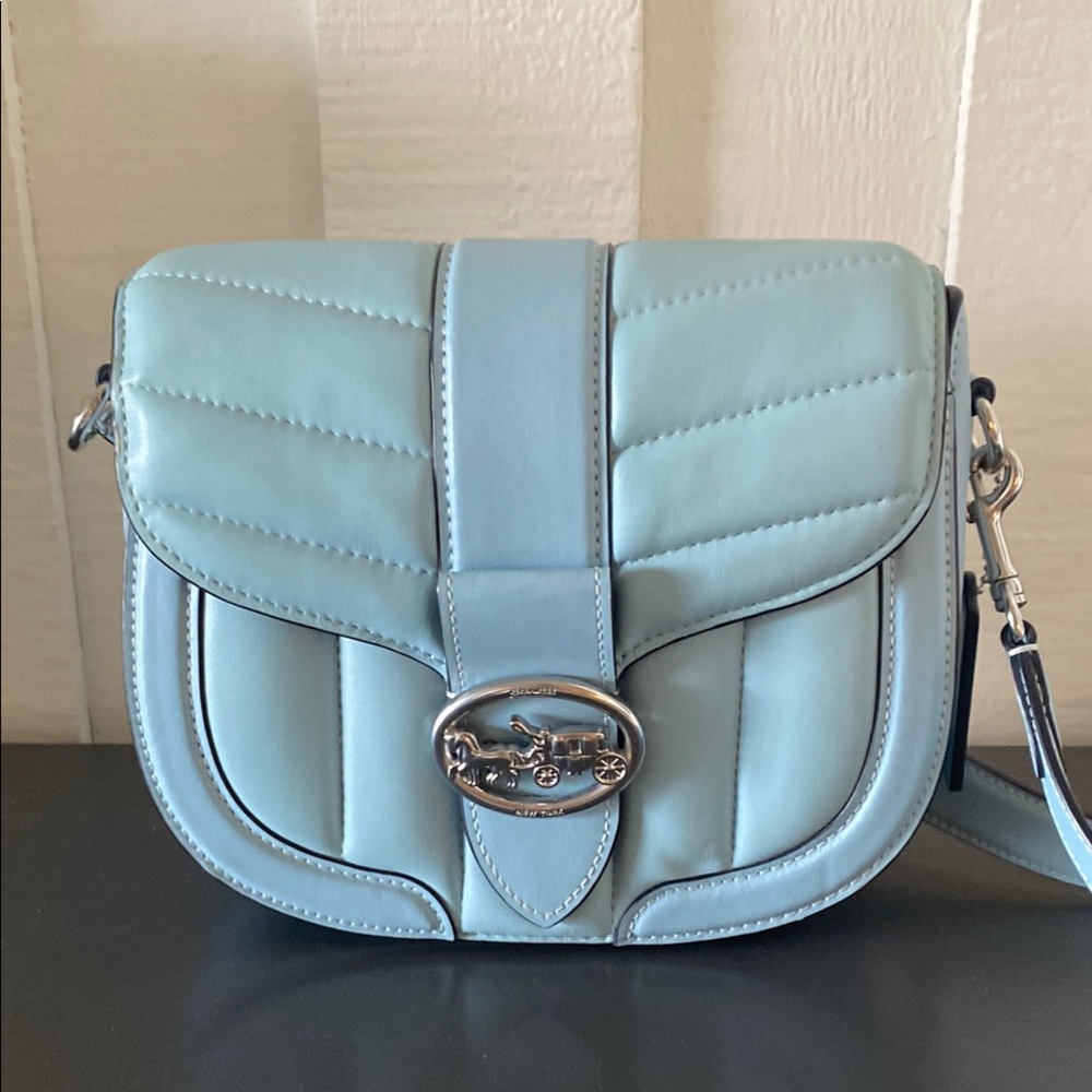 Coach Blue Crossbody Bag with Flap Closure